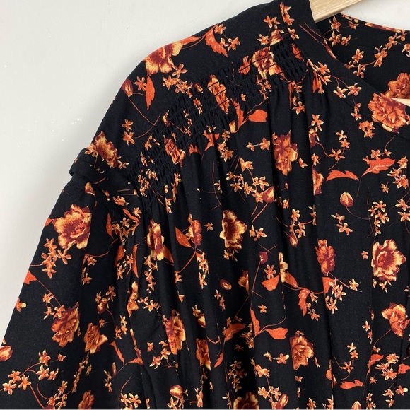 FREE PEOPLE ‘Flower Fields’ Boho Mini Dress, Black/Orange Floral, Size Small - Picture 9 of 16